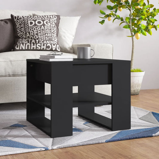 Salontafel 55,5x55x45 cm bewerkt hout zwart is nu te koop bij PeponiXL, paradijselijk wonen!