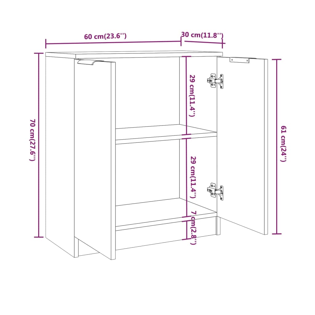 Dressoir 60x30x70 cm bewerkt hout wit is nu te koop bij PeponiXL, paradijselijk wonen!