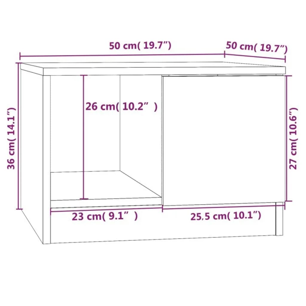 Salontafel 50x50x36 cm bewerkt hout wit is nu te koop bij PeponiXL, paradijselijk wonen!