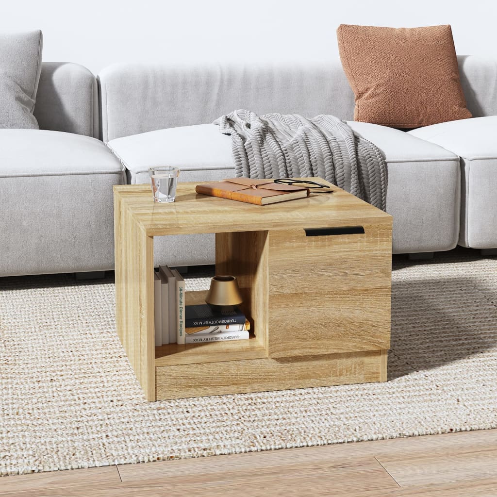 Salontafel 50x50x36 cm bewerkt hout sonoma eikenkleurig is nu te koop bij PeponiXL, paradijselijk wonen!