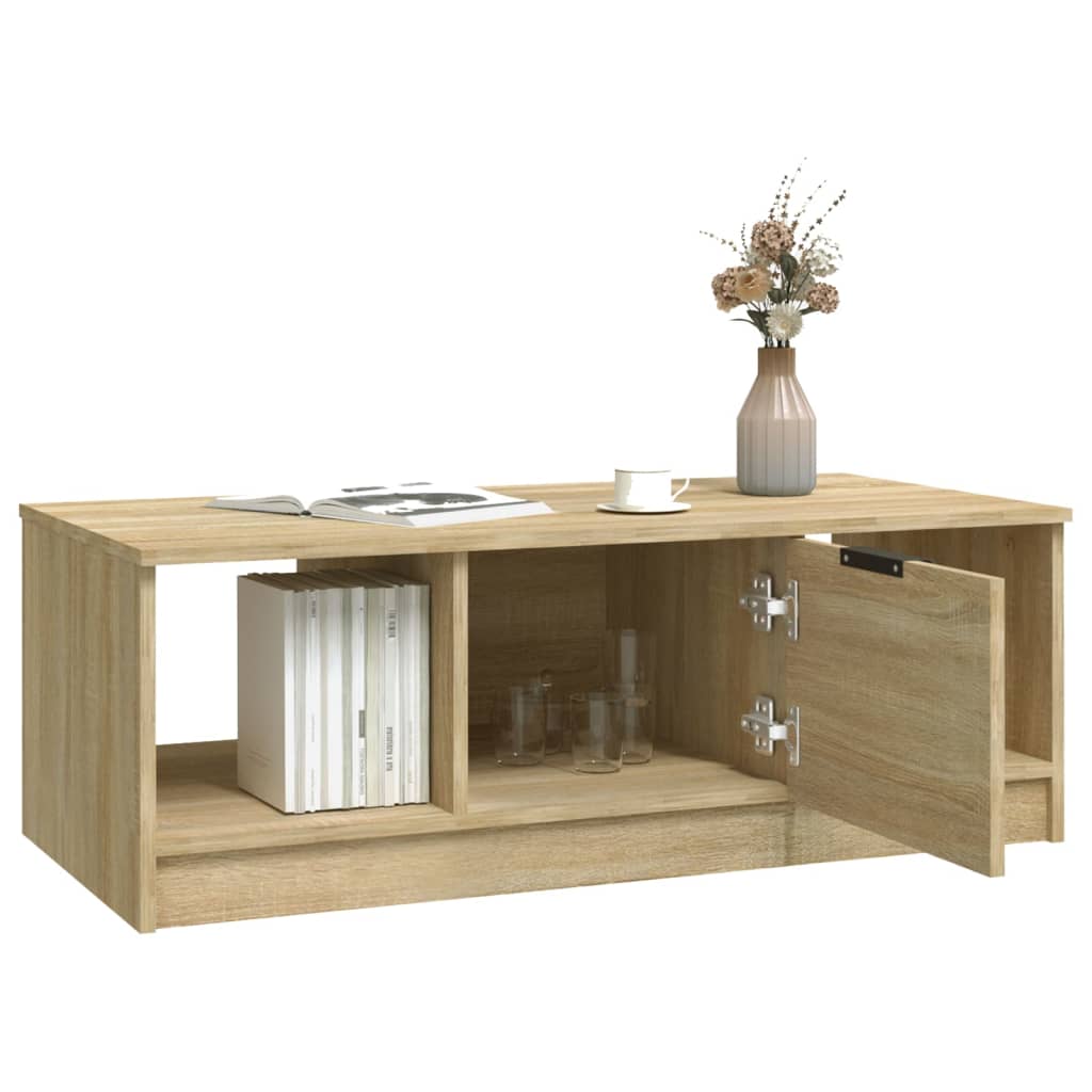 Salontafel 102x50x36 cm bewerkt hout sonoma eikenkleurig is nu te koop bij PeponiXL, paradijselijk wonen!