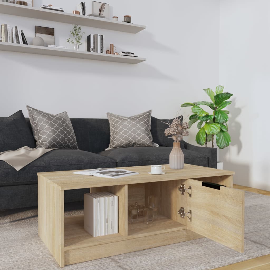 Salontafel 102x50x36 cm bewerkt hout sonoma eikenkleurig is nu te koop bij PeponiXL, paradijselijk wonen!