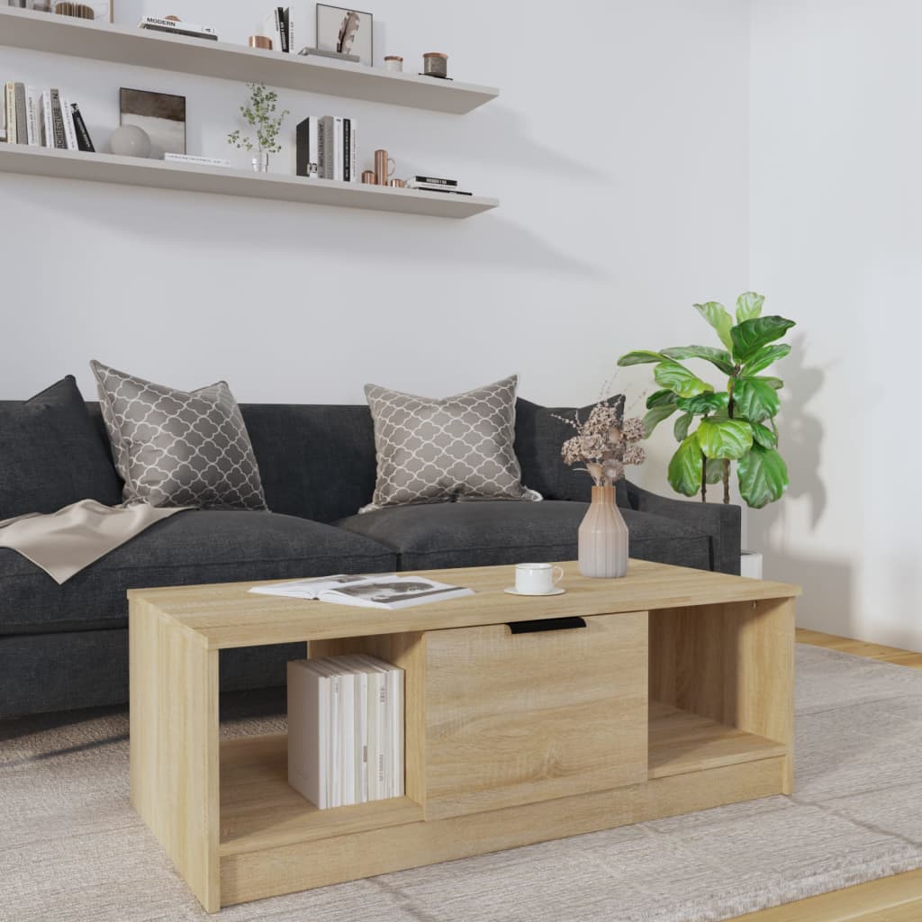 Salontafel 102x50x36 cm bewerkt hout sonoma eikenkleurig is nu te koop bij PeponiXL, paradijselijk wonen!