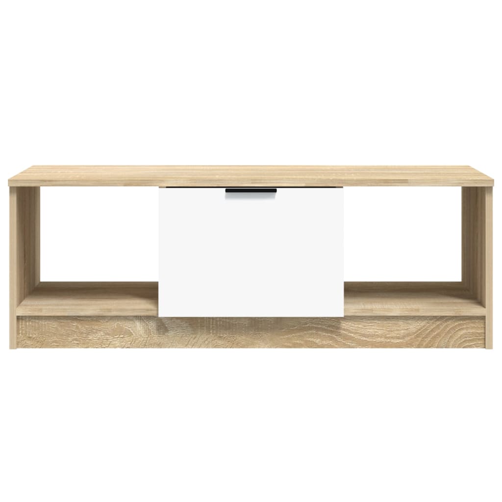 Salontafel 102x50x36 cm bewerkt hout wit en sonoma eikenkleurig is nu te koop bij PeponiXL, paradijselijk wonen!