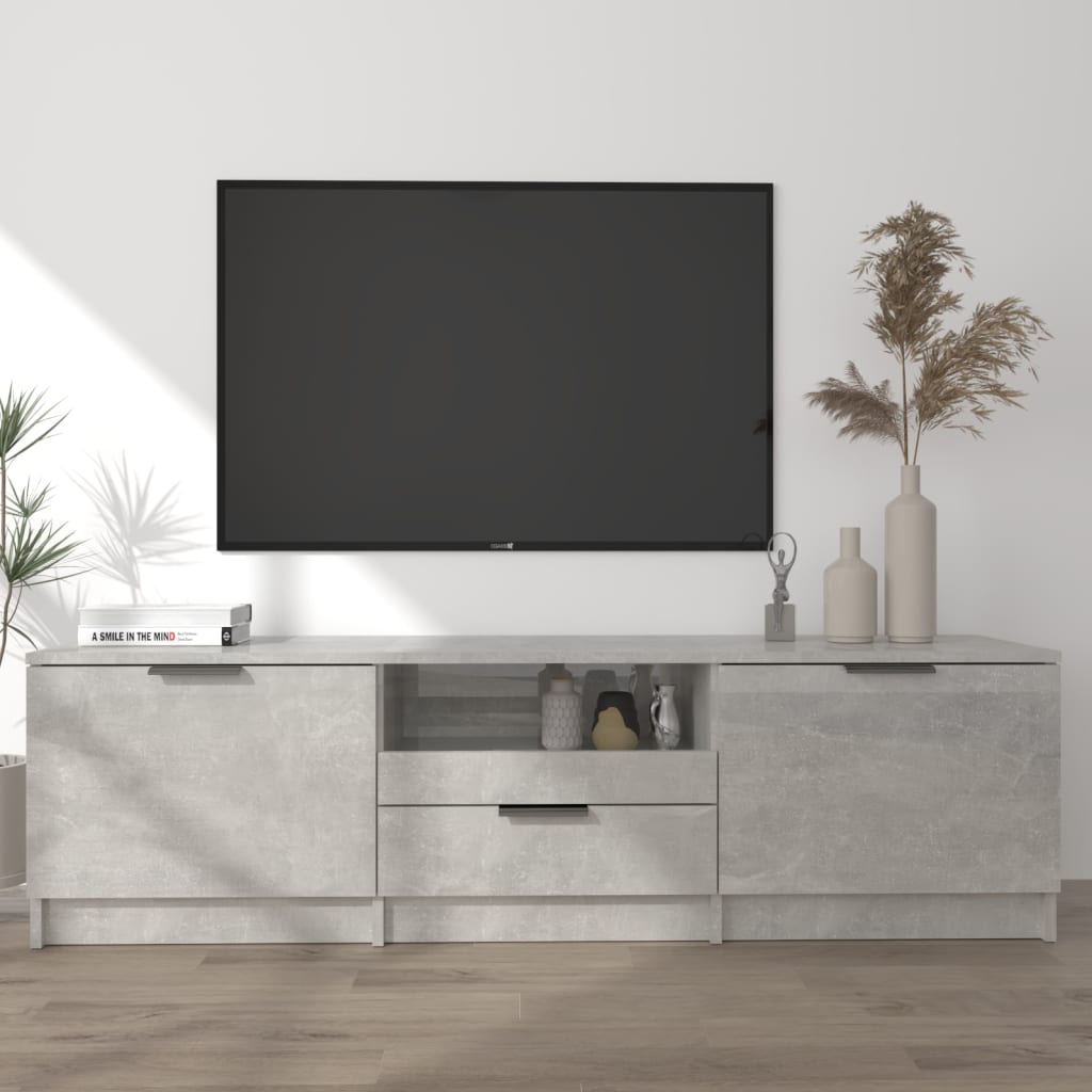 Tv-meubel 140x35x40 cm bewerkt hout betongrijs is nu te koop bij PeponiXL, paradijselijk wonen!