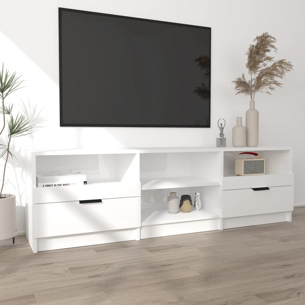 Tv-meubel 150x33,5x45 cm bewerkt hout hoogglans wit is nu te koop bij PeponiXL, paradijselijk wonen!