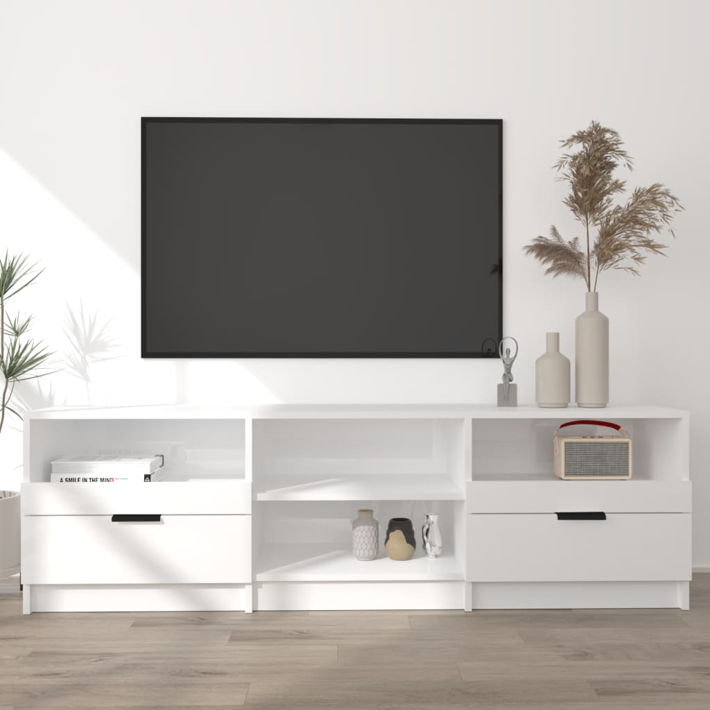 Tv-meubel 150x33,5x45 cm bewerkt hout hoogglans wit is nu te koop bij PeponiXL, paradijselijk wonen!