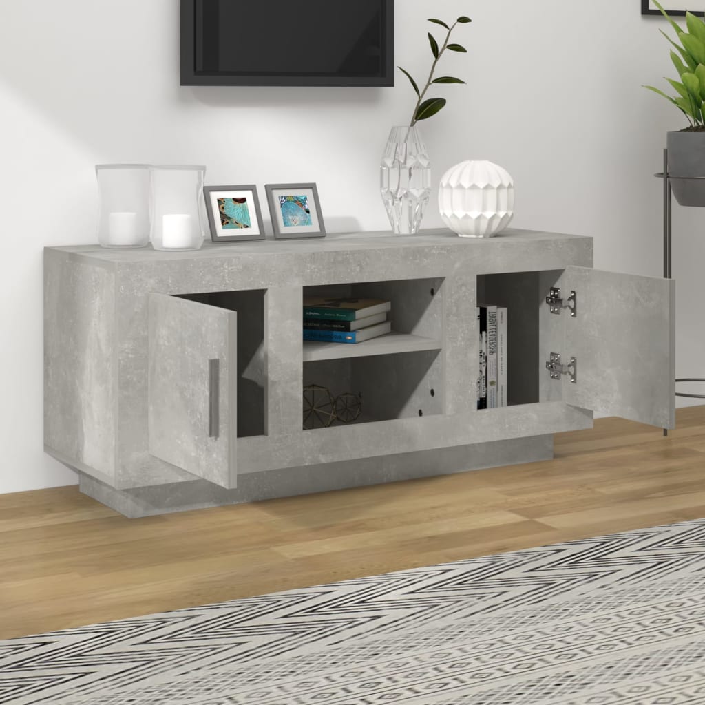 Tv-meubel 102x35x45 cm bewerkt hout betongrijs is nu te koop bij PeponiXL, paradijselijk wonen!