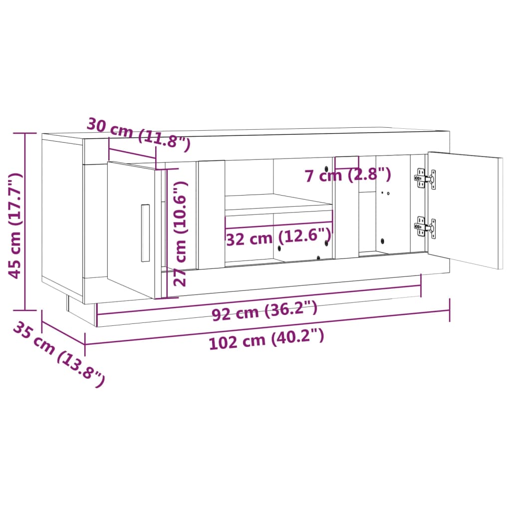 Tv-meubel 102x35x45 cm bewerkt hout betongrijs is nu te koop bij PeponiXL, paradijselijk wonen!