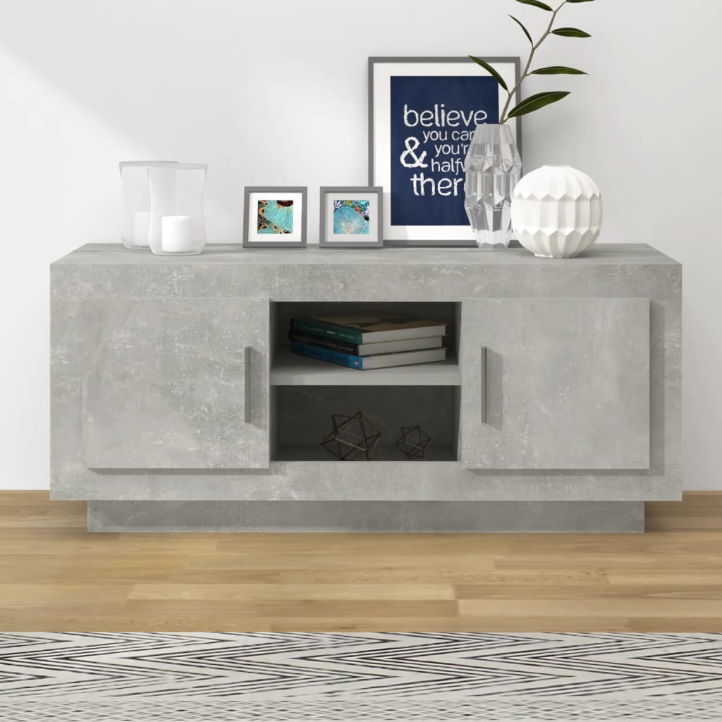 Tv-meubel 102x35x45 cm bewerkt hout betongrijs is nu te koop bij PeponiXL, paradijselijk wonen!