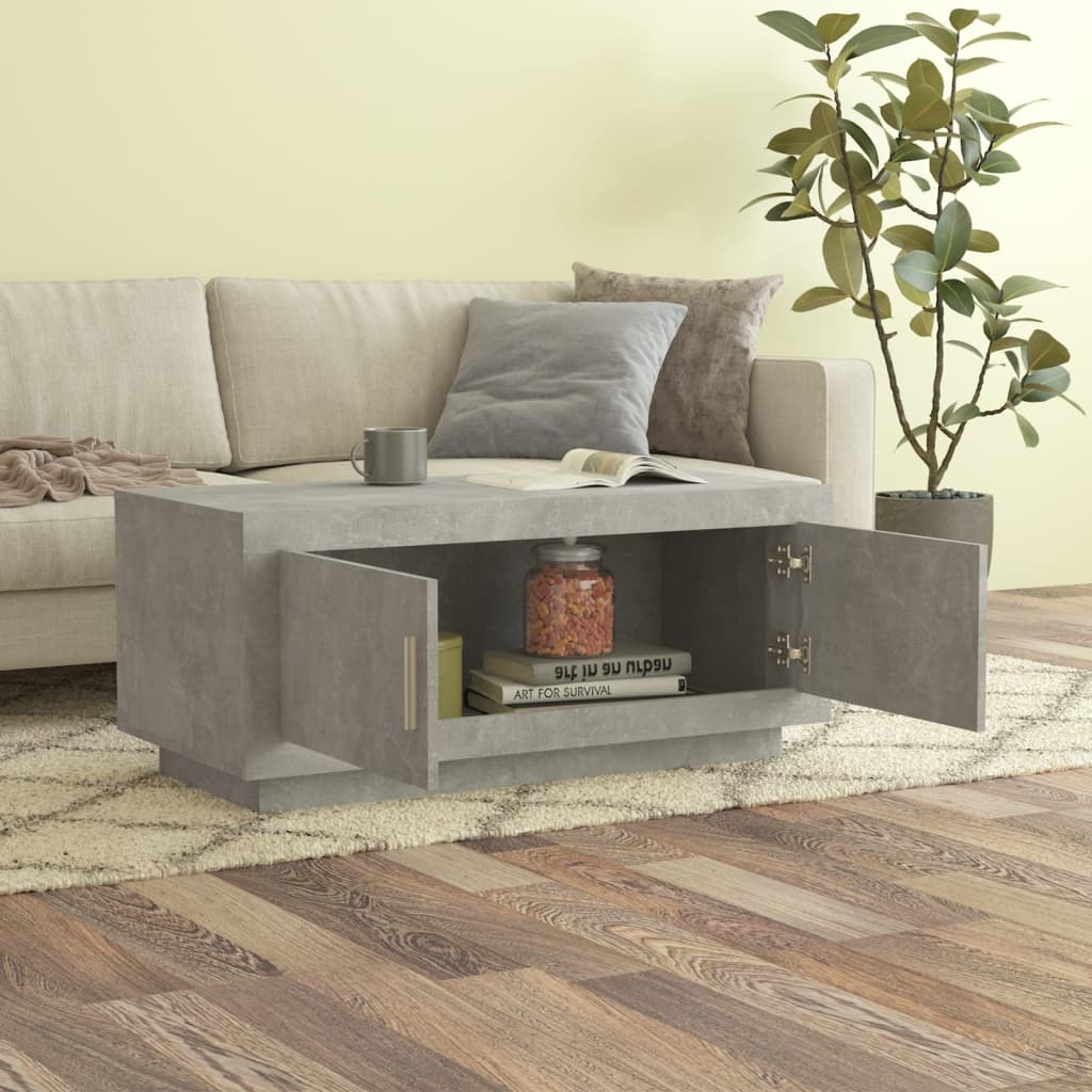 Salontafel 102x50x45 cm bewerkt hout betongrijs is nu te koop bij PeponiXL, paradijselijk wonen!
