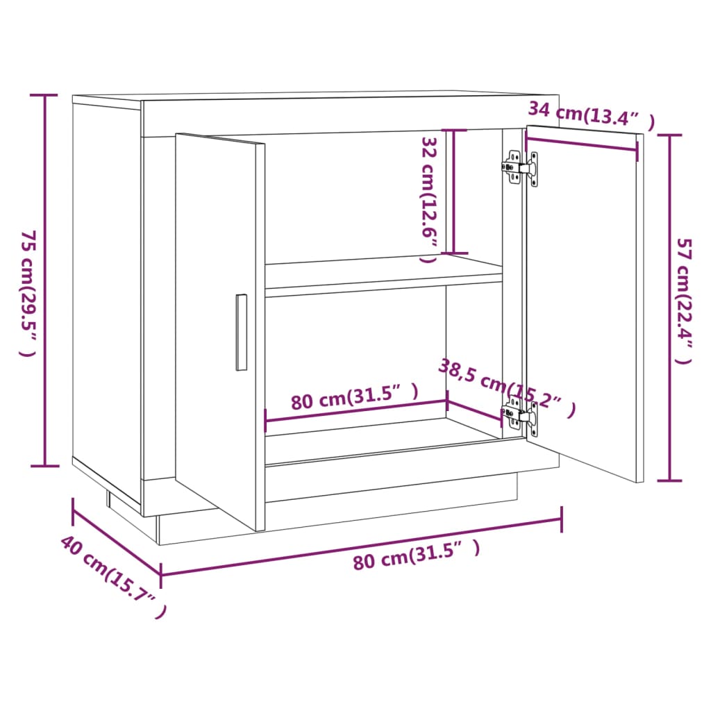 Dressoir 80x40x75 cm bewerkt hout wit is nu te koop bij PeponiXL, paradijselijk wonen!