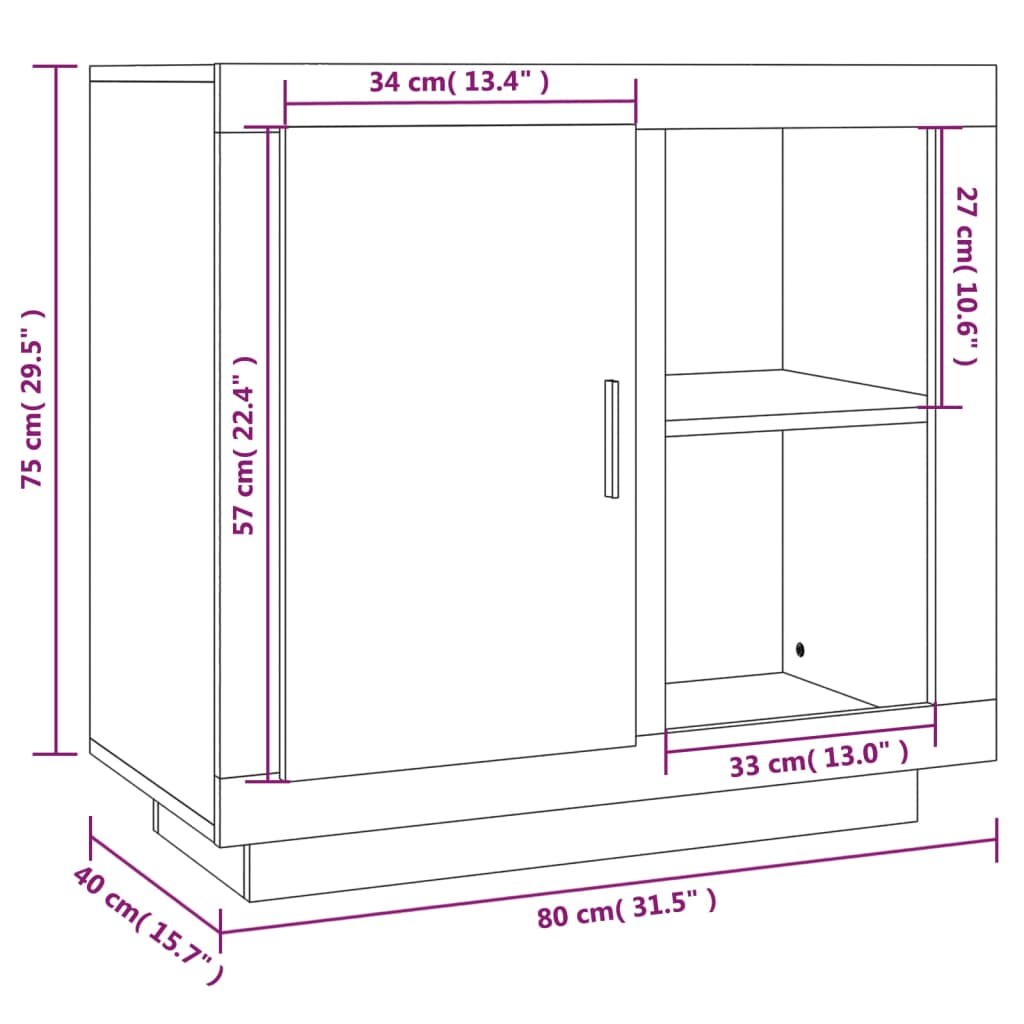 Dressoir 80x40x75 cm wit is nu te koop bij PeponiXL, paradijselijk wonen!