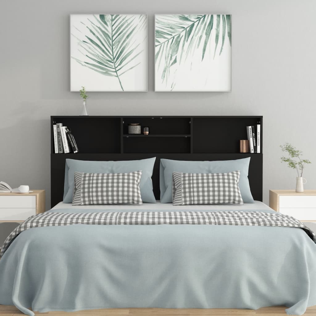 Hoofdbordkast 160x19x103,5 cm zwart is nu te koop bij PeponiXL, paradijselijk wonen!