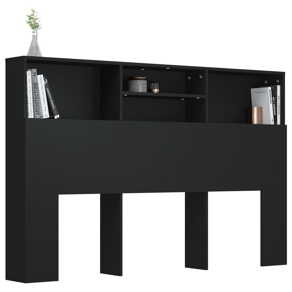 Hoofdbordkast 160x19x103,5 cm zwart is nu te koop bij PeponiXL, paradijselijk wonen!