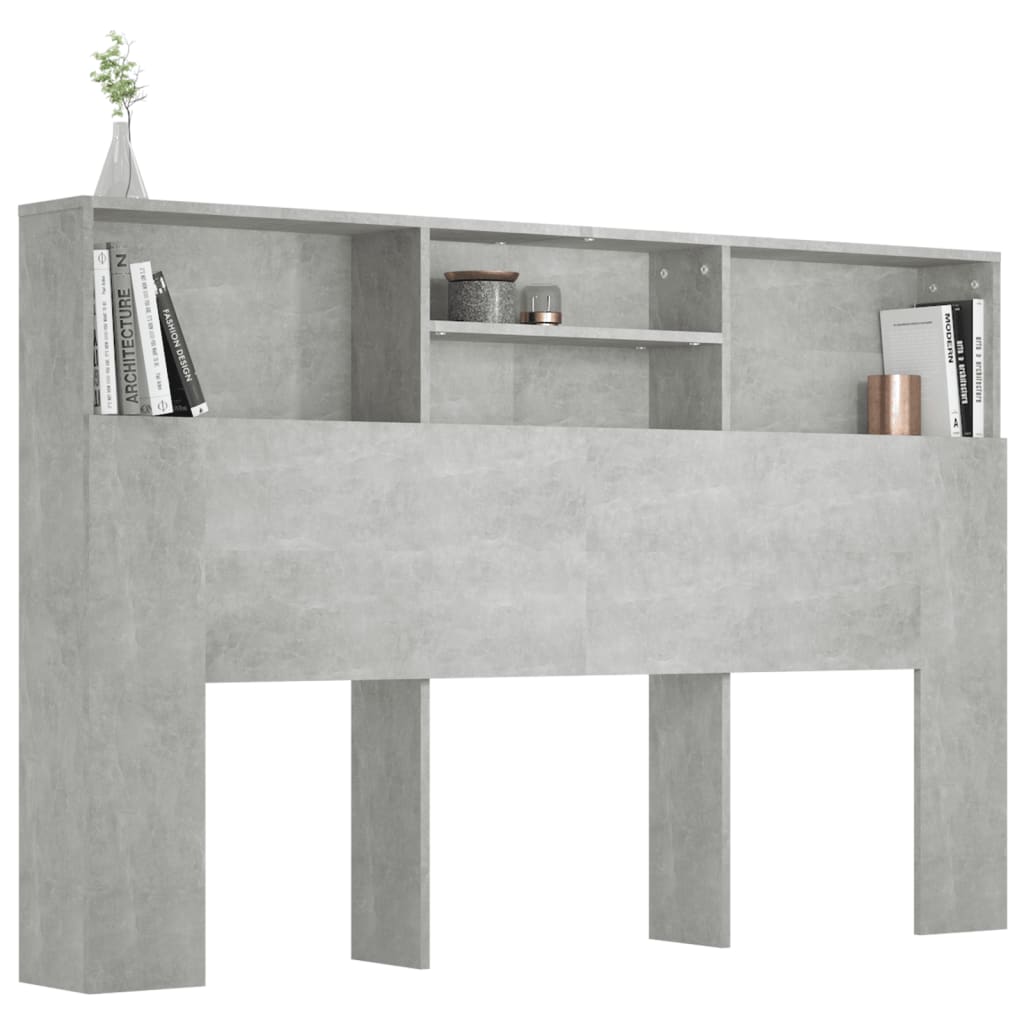 Hoofdbordkast 160x19x103,5 cm betongrijs is nu te koop bij PeponiXL, paradijselijk wonen!