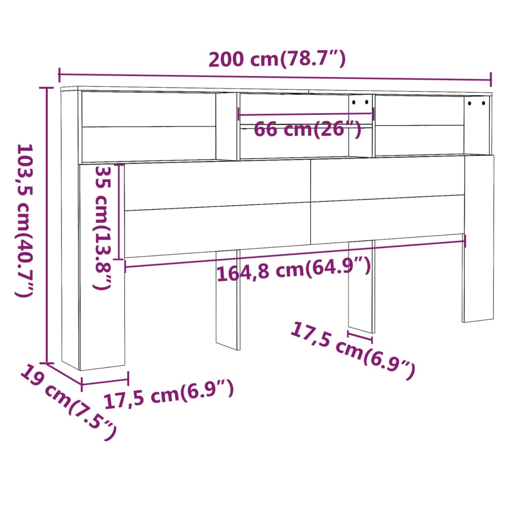 Hoofdbordkast 200x19x103,5 cm wit is nu te koop bij PeponiXL, paradijselijk wonen!