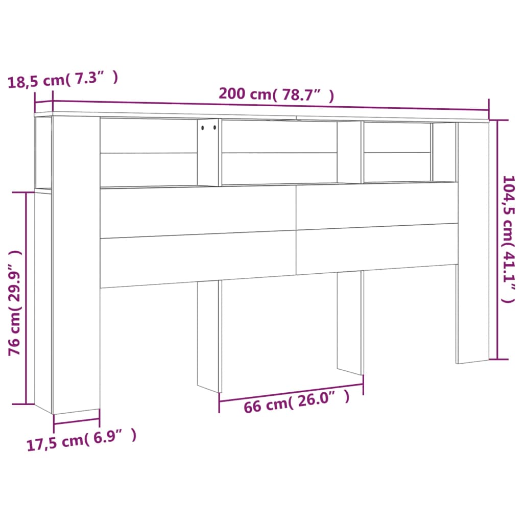 Hoofdbordkast 200x18,5x104,5 cm betongrijs is nu te koop bij PeponiXL, paradijselijk wonen!