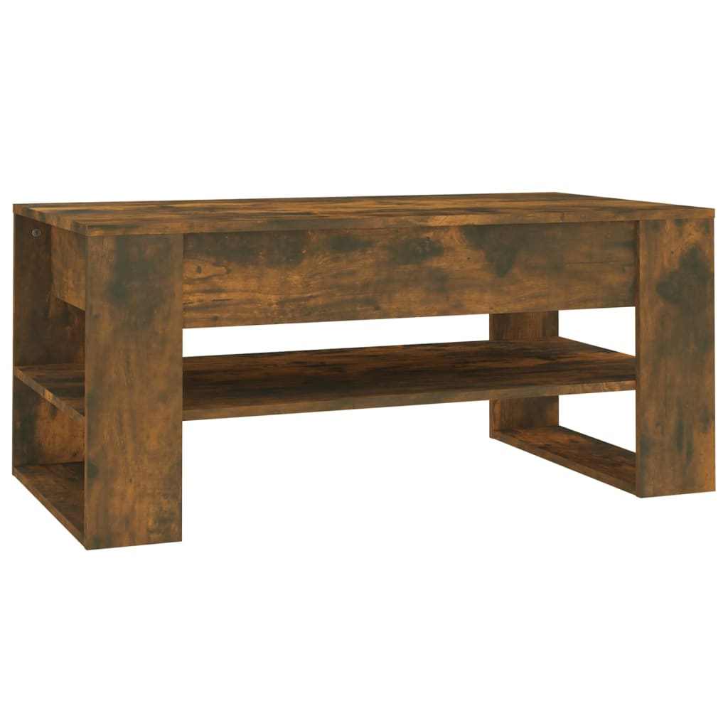 Salontafel 102x55x45 cm bewerkt hout gerookt eikenkleurig is nu te koop bij PeponiXL, paradijselijk wonen!