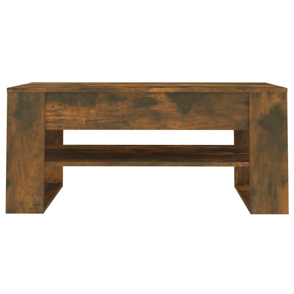 Salontafel 102x55x45 cm bewerkt hout gerookt eikenkleurig is nu te koop bij PeponiXL, paradijselijk wonen!