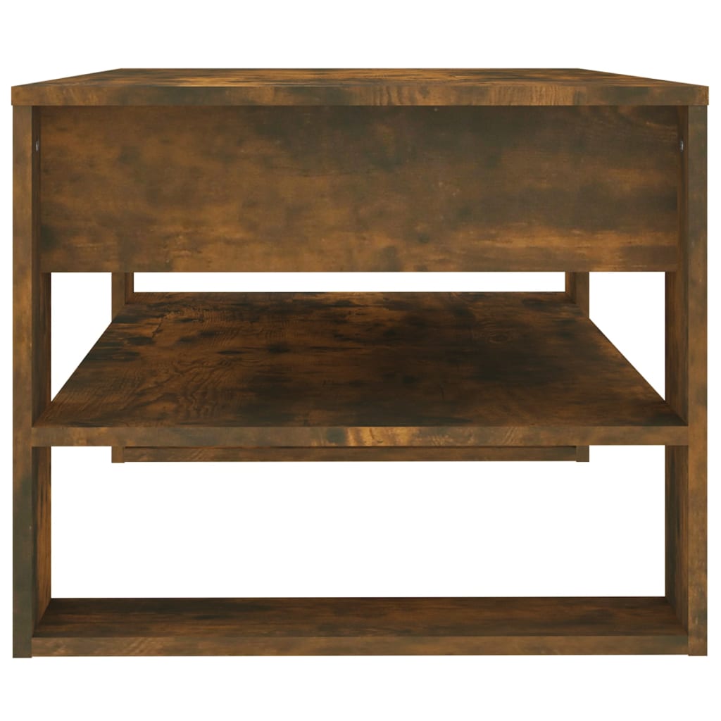Salontafel 102x55x45 cm bewerkt hout gerookt eikenkleurig is nu te koop bij PeponiXL, paradijselijk wonen!