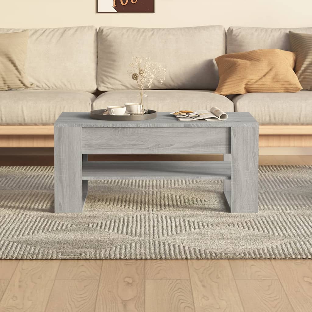 Salontafel 102x55x45 cm bewerkt hout grijs sonoma eikenkleurig is nu te koop bij PeponiXL, paradijselijk wonen!