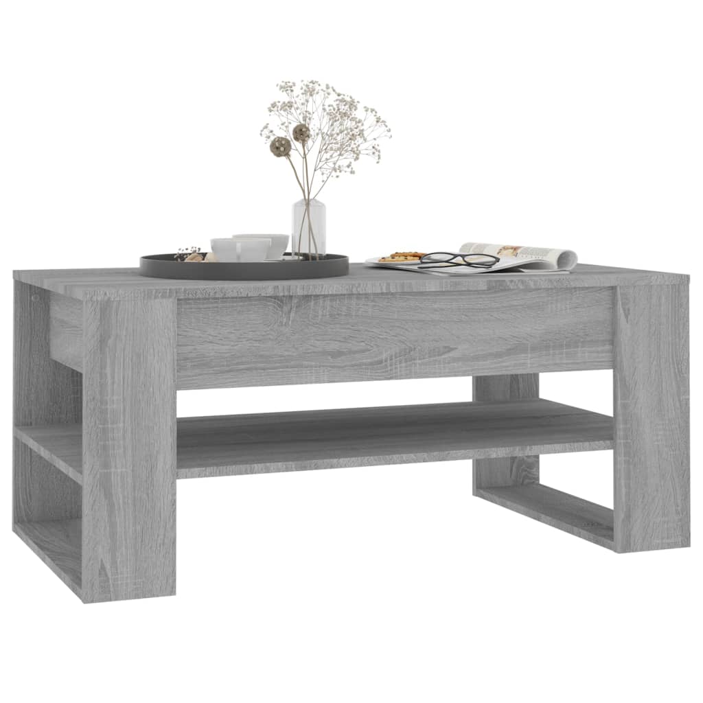 Salontafel 102x55x45 cm bewerkt hout grijs sonoma eikenkleurig is nu te koop bij PeponiXL, paradijselijk wonen!
