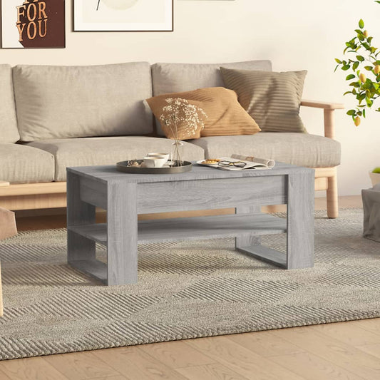 Salontafel 102x55x45 cm bewerkt hout grijs sonoma eikenkleurig is nu te koop bij PeponiXL, paradijselijk wonen!
