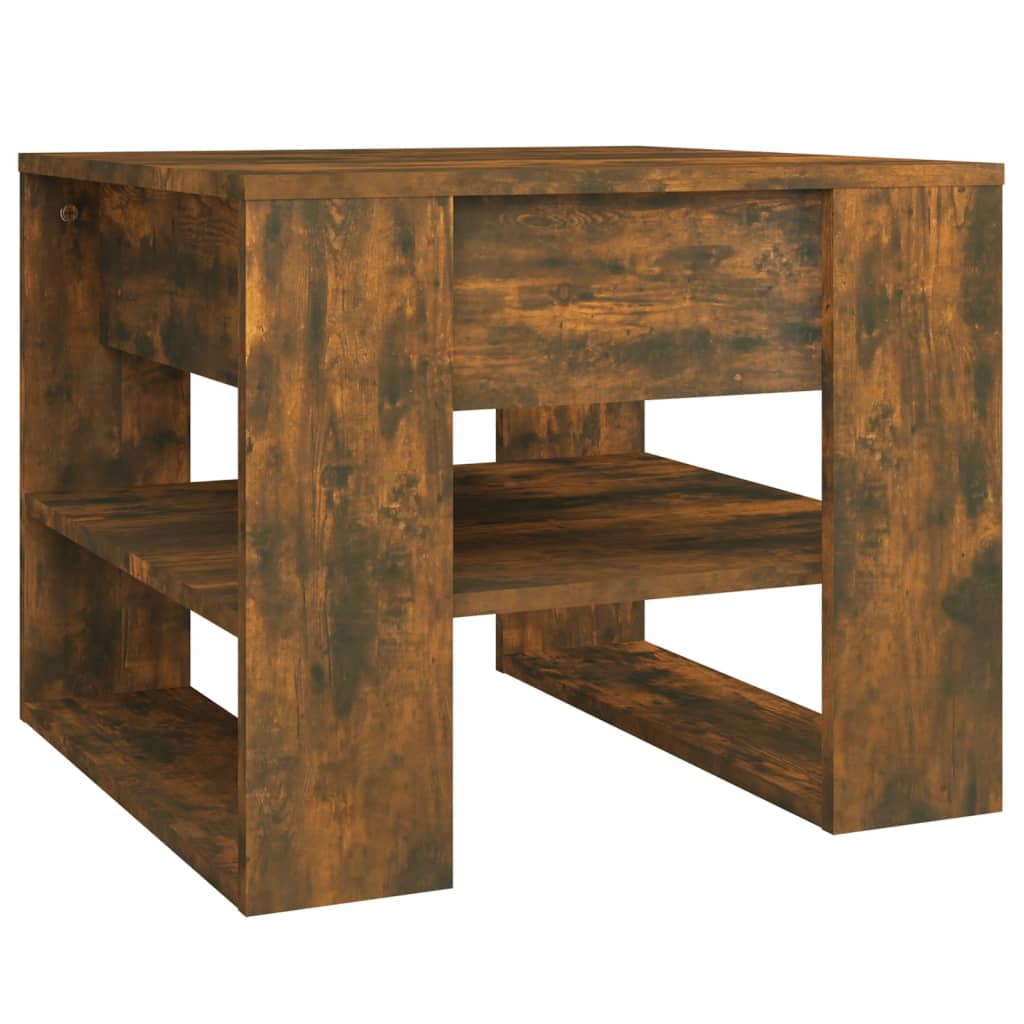 Salontafel 55,5x55x45 cm bewerkt hout gerookt eikenkleurig is nu te koop bij PeponiXL, paradijselijk wonen!