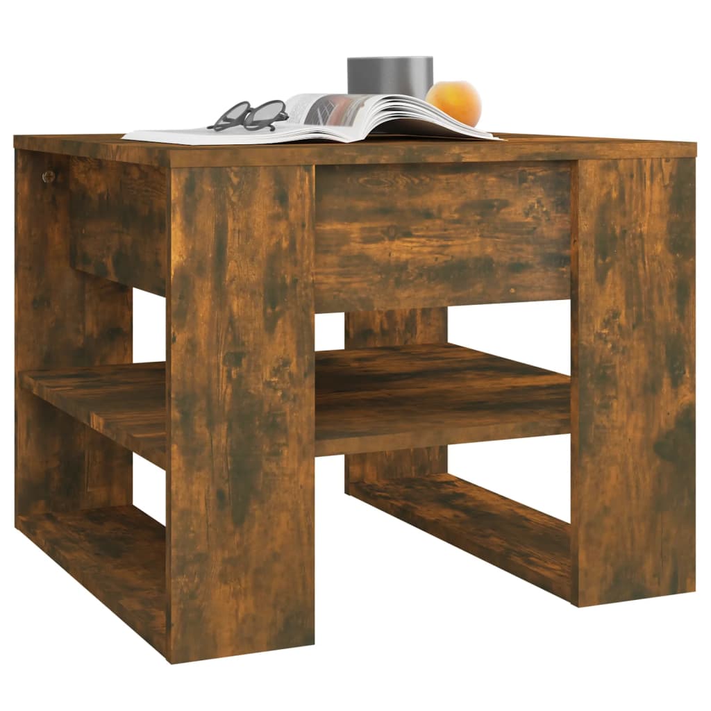 Salontafel 55,5x55x45 cm bewerkt hout gerookt eikenkleurig is nu te koop bij PeponiXL, paradijselijk wonen!