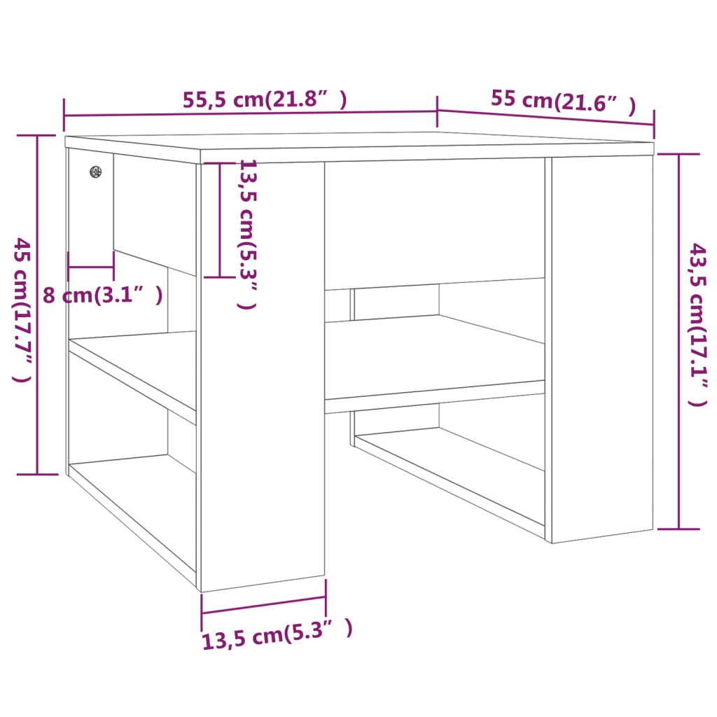 Salontafel 55,5x55x45 cm bewerkt hout gerookt eikenkleurig is nu te koop bij PeponiXL, paradijselijk wonen!