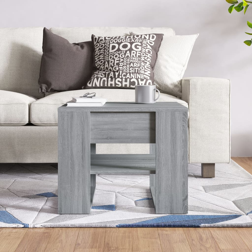 Salontafel 55,5x55x45 cm bewerkt hout grijs sonoma eikenkleurig is nu te koop bij PeponiXL, paradijselijk wonen!