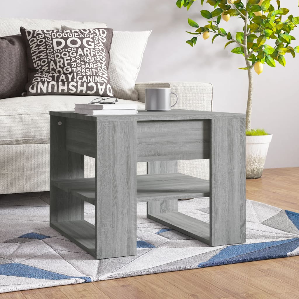 Salontafel 55,5x55x45 cm bewerkt hout grijs sonoma eikenkleurig is nu te koop bij PeponiXL, paradijselijk wonen!