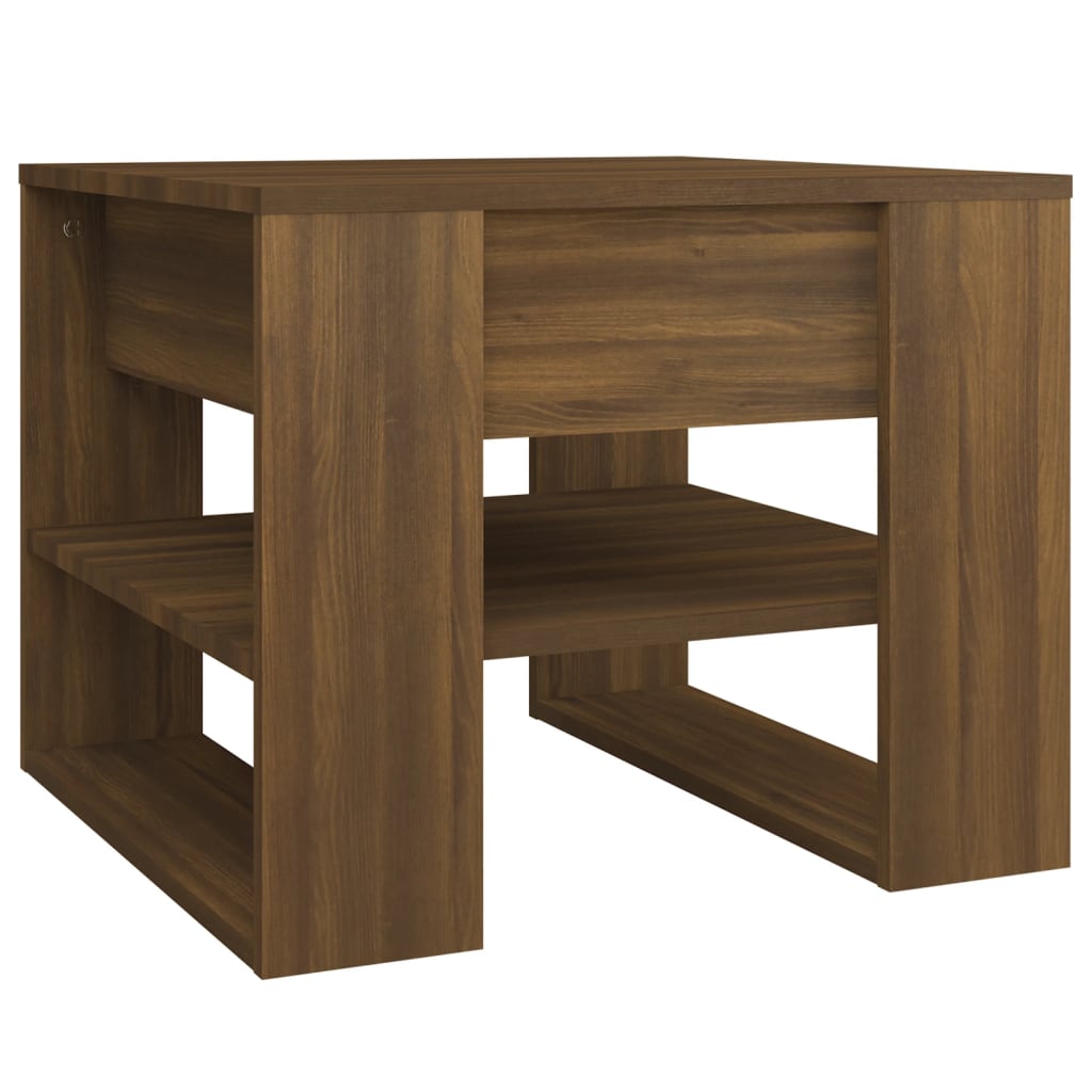 Salontafel 55,5x55x45 cm bewerkt hout bruin eikenkleur is nu te koop bij PeponiXL, paradijselijk wonen!