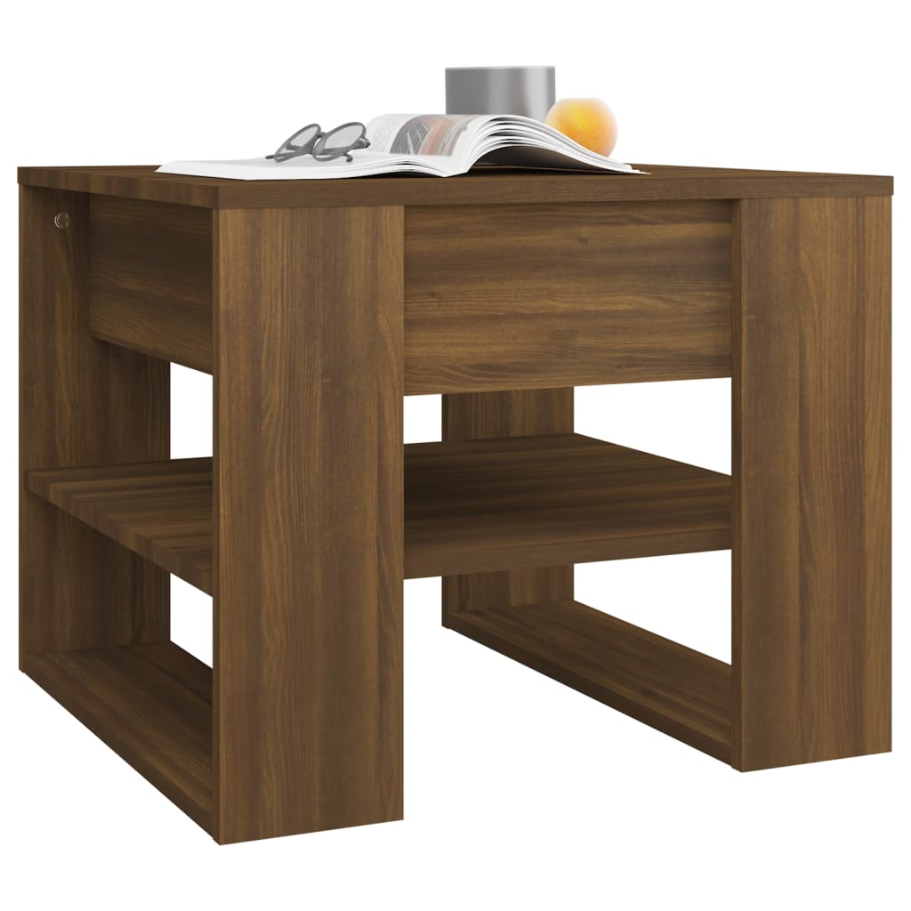 Salontafel 55,5x55x45 cm bewerkt hout bruin eikenkleur is nu te koop bij PeponiXL, paradijselijk wonen!