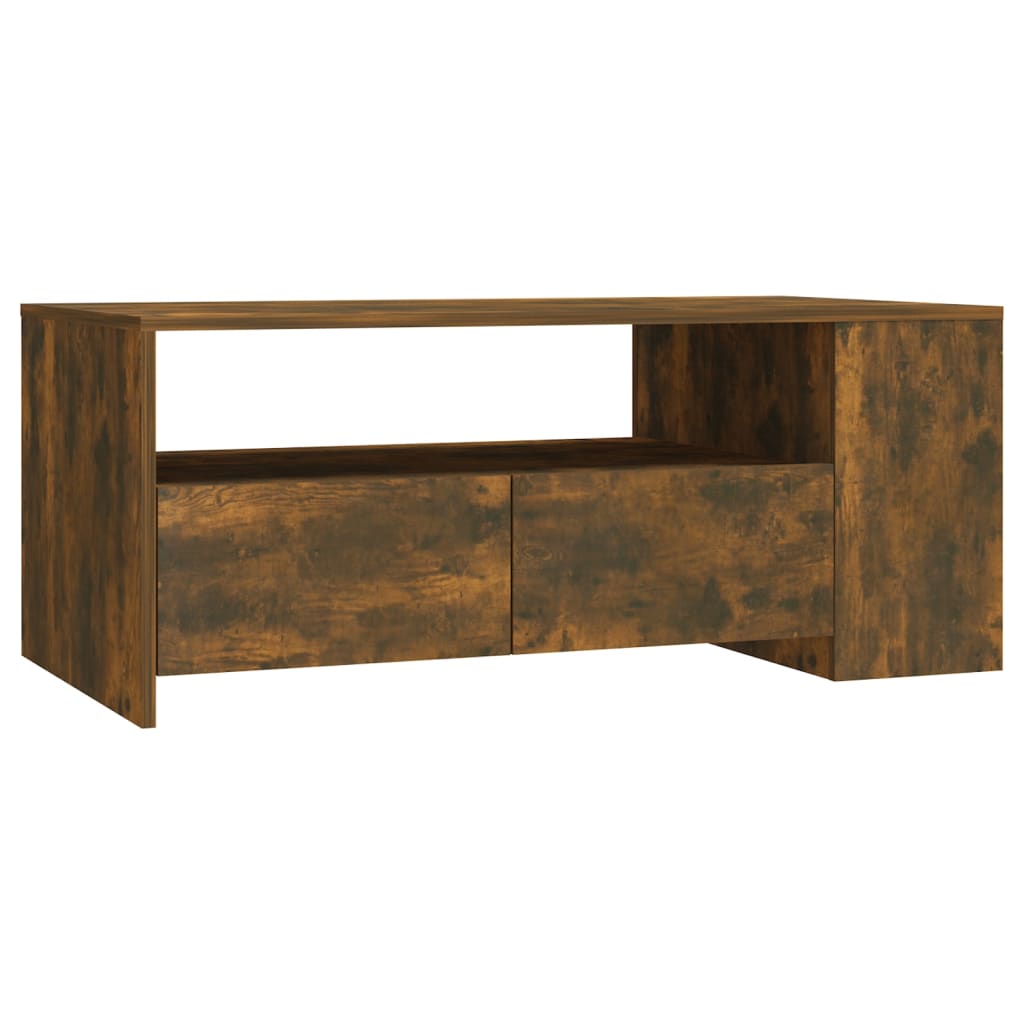 Salontafel 102x55x42 cm bewerkt hout gerookt eikenkleurig is nu te koop bij PeponiXL, paradijselijk wonen!