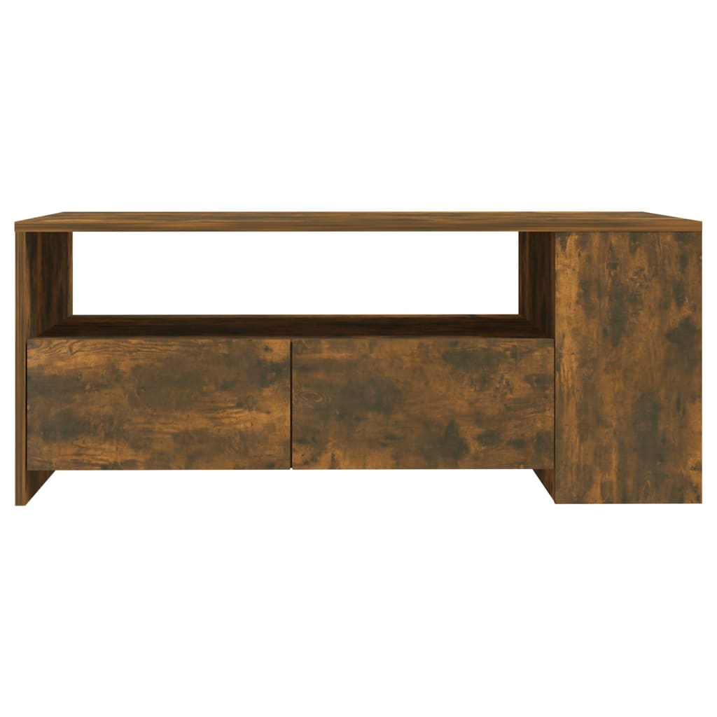 Salontafel 102x55x42 cm bewerkt hout gerookt eikenkleurig is nu te koop bij PeponiXL, paradijselijk wonen!