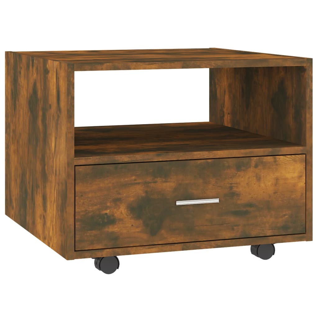 Salontafel 55x55x40 cm bewerkt hout gerookt eikenkleurig is nu te koop bij PeponiXL, paradijselijk wonen!