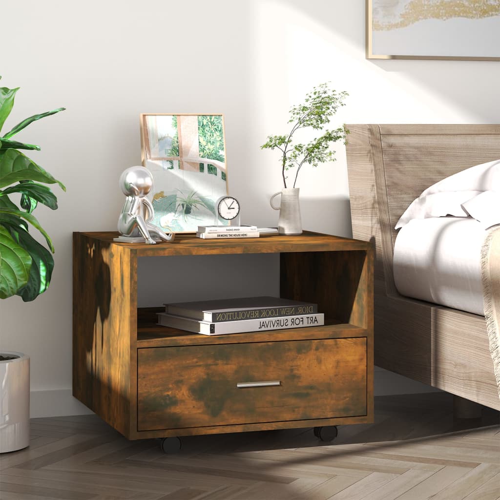 Salontafel 55x55x40 cm bewerkt hout gerookt eikenkleurig is nu te koop bij PeponiXL, paradijselijk wonen!