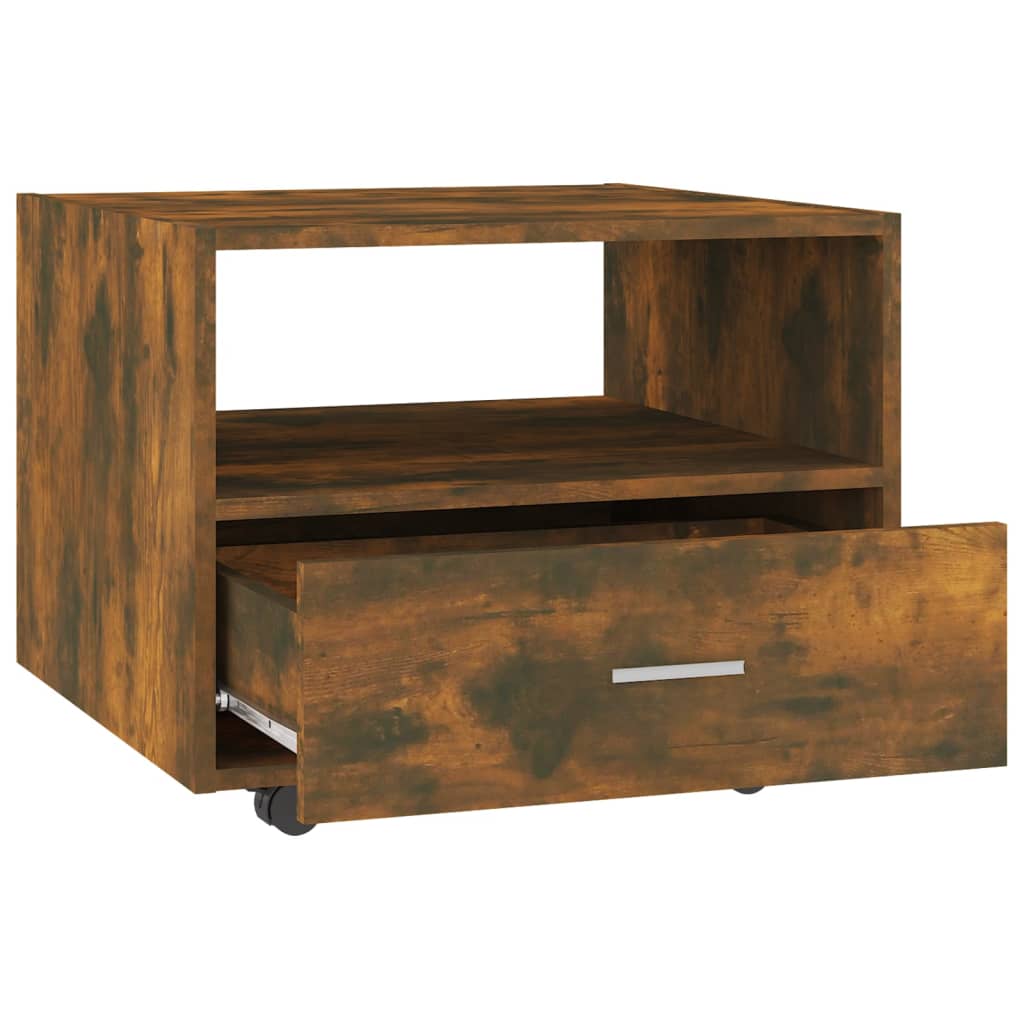 Salontafel 55x55x40 cm bewerkt hout gerookt eikenkleurig is nu te koop bij PeponiXL, paradijselijk wonen!