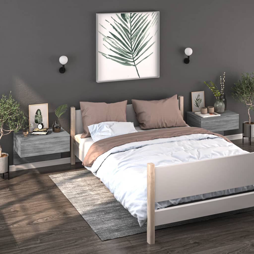 Nachtkastjes 2 st wandgemonteerd grijs sonoma eikenkleurig is nu te koop bij PeponiXL, paradijselijk wonen!