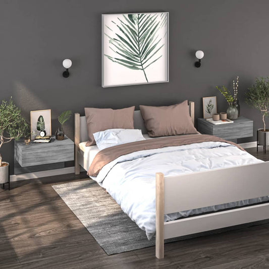 Nachtkastjes 2 st wandgemonteerd grijs sonoma eikenkleurig is nu te koop bij PeponiXL, paradijselijk wonen!
