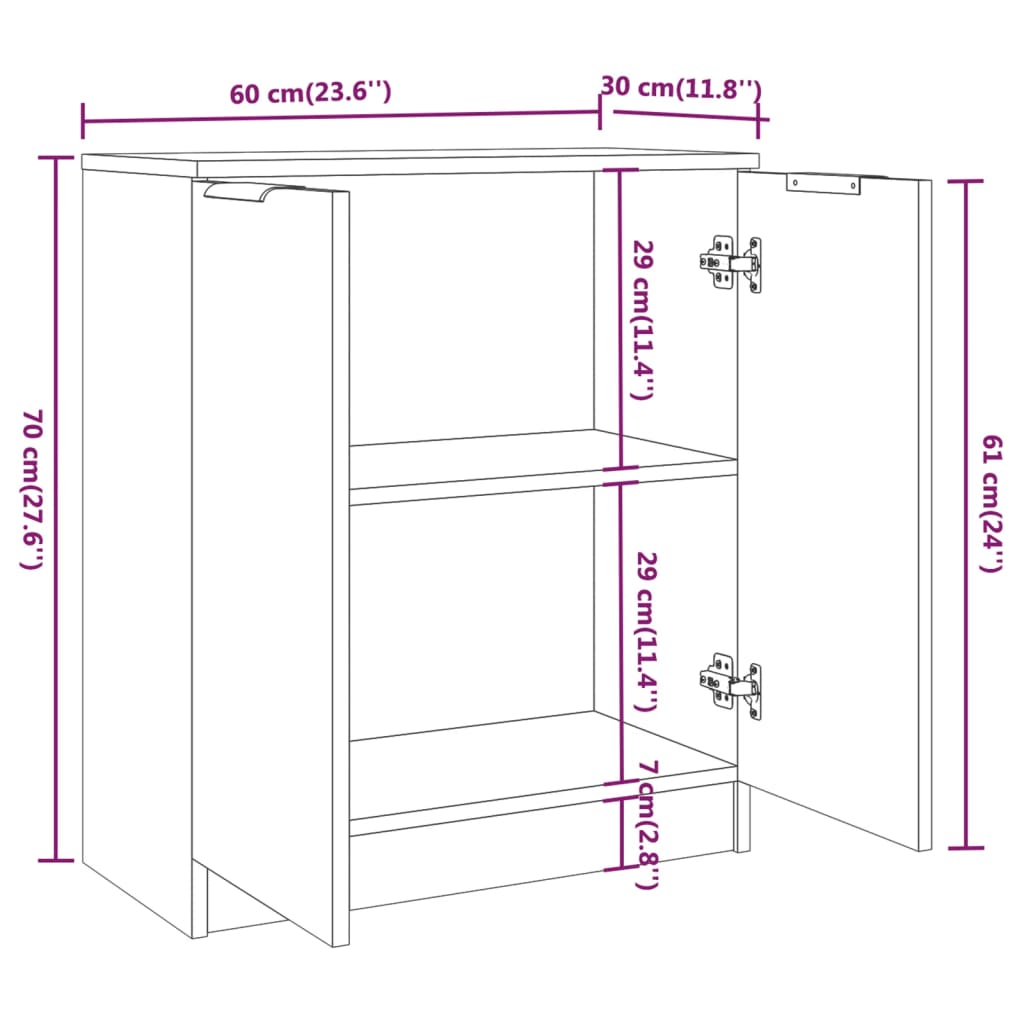 Dressoir 60x30x70 cm bewerkt hout gerookt eikenkleurig is nu te koop bij PeponiXL, paradijselijk wonen!