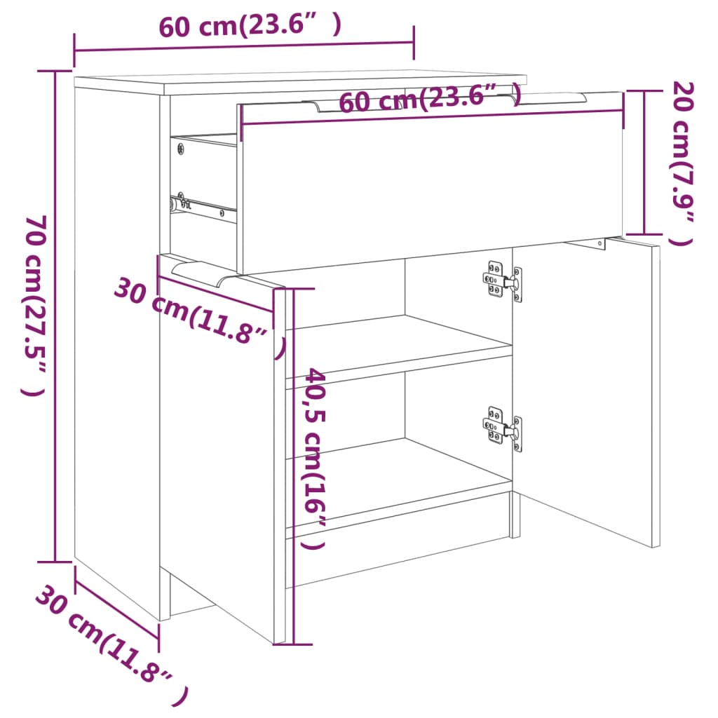 Dressoir 60x30x70 cm bewerkt hout gerookt eikenkleurig is nu te koop bij PeponiXL, paradijselijk wonen!