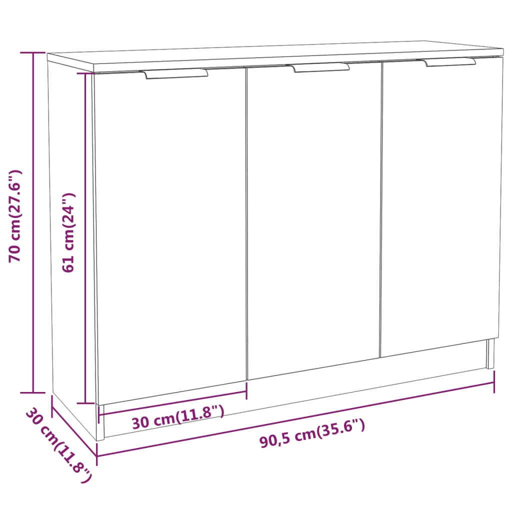 Dressoir 90,5x30x70 cm bewerkt hout grijs sonoma eikenkleurig is nu te koop bij PeponiXL, paradijselijk wonen!