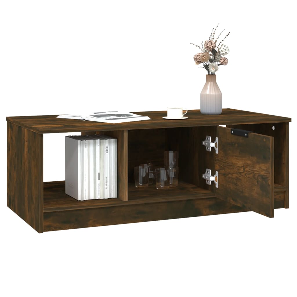 Salontafel 102x50x36 cm bewerkt hout gerookt eikenkleurig is nu te koop bij PeponiXL, paradijselijk wonen!
