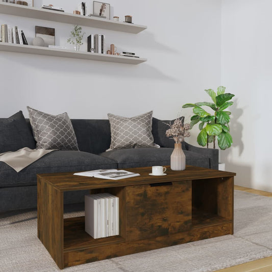 Salontafel 102x50x36 cm bewerkt hout gerookt eikenkleurig is nu te koop bij PeponiXL, paradijselijk wonen!