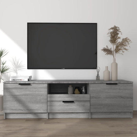 Tv-meubel 140x35x40 cm bewerkt hout grijs sonoma eikenkleurig is nu te koop bij PeponiXL, paradijselijk wonen!