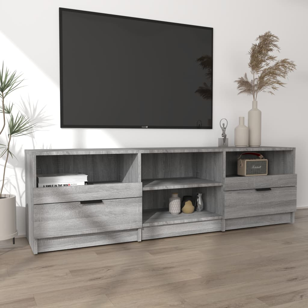 Tv-meubel 150x33,5x45 cm bewerkt hout grijs sonoma eikenkleurig is nu te koop bij PeponiXL, paradijselijk wonen!
