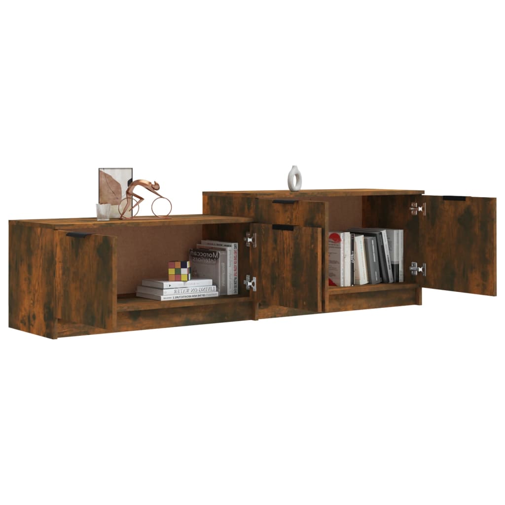Tv-meubel 158,5x36x45 cm bewerkt hout gerookt eikenkleurig is nu te koop bij PeponiXL, paradijselijk wonen!